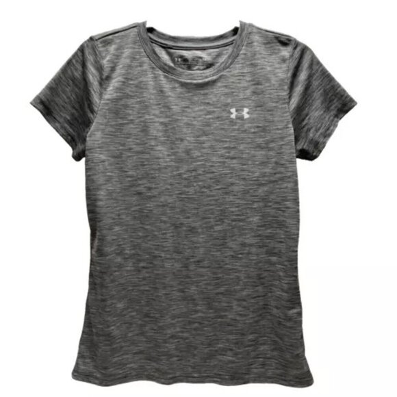 Under Armour UA Ladies Small Velocity Twist Tech Tee Black Heather Crewneck EUC - Picture 1 of 14